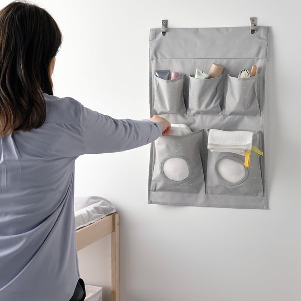 LEN hanging storage, dotted/light grey, 45x64 cm