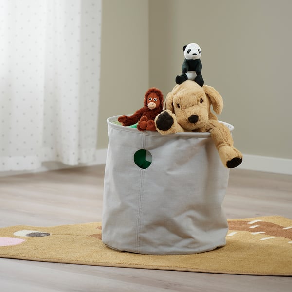 LEN storage bag, dotted green/light grey, 35 cm