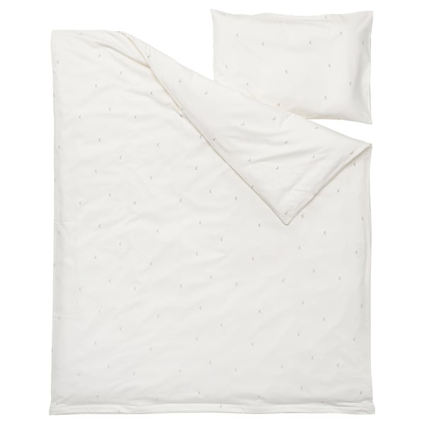 LENAST duvet cover 1 pillowcase for cot, white, 110x125/35x55 cm