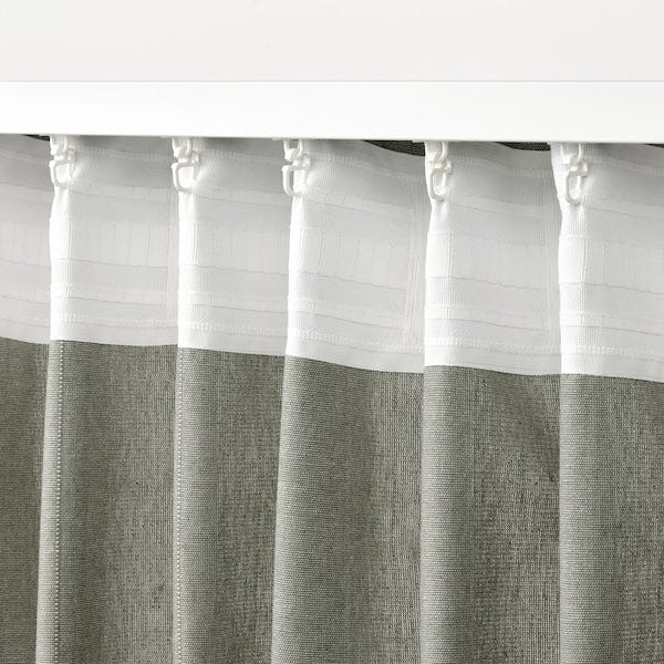 Ikea LENDA - Curtain with bracelet, 2 sheets, light grey-green, , 140x300 cm