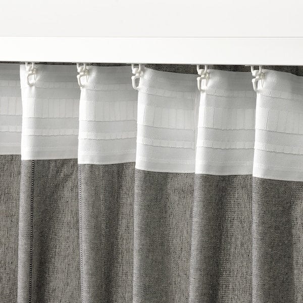 Ikea LENDA - Curtain with bracelet, 2 sheets, dark grey, , 140x300 cm