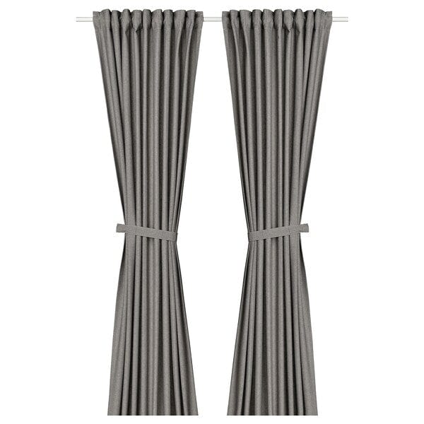 Ikea LENDA - Curtain with bracelet, 2 sheets, dark grey, , 140x300 cm