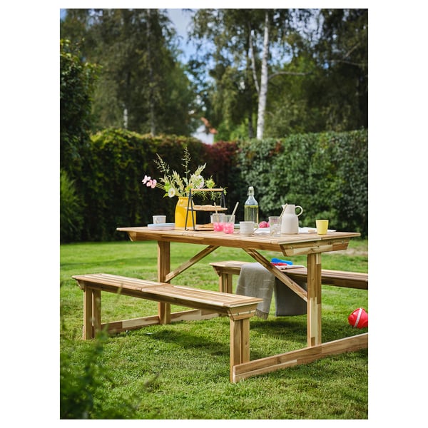 LERHOLMEN picnic table, acacia outdoor, 150x25 cm
