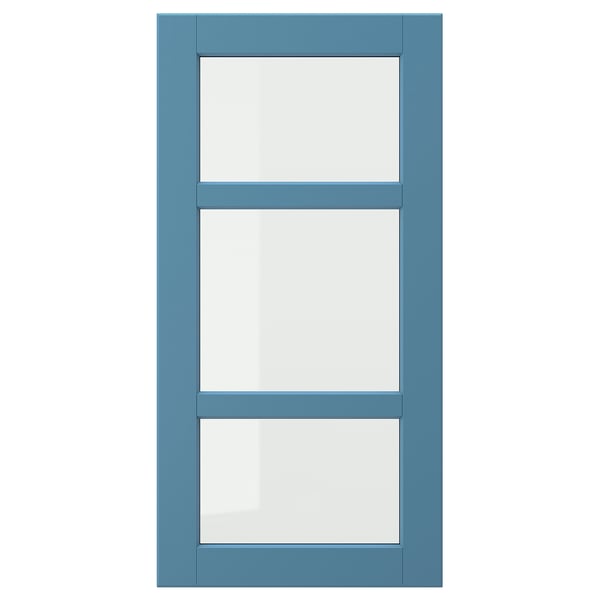 LERHYTTAN glass door, blue, 40x80 cm