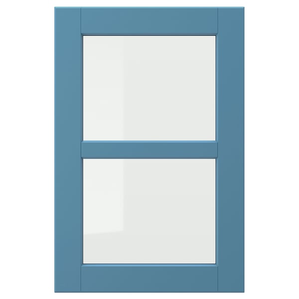 LERHYTTAN glass door, blue, 40x60 cm