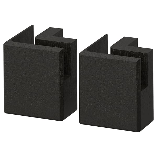 LERHYTTAN corner leg for decorative plinth, black stained, 8 cm, 2 pack
