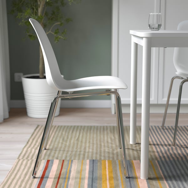 LIDÅS chair, white/Sefast chrome-plated, 45x81x50 cm