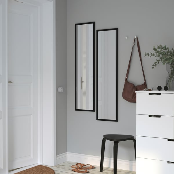 LILJETRÄD mirror, black, 30x115 cm