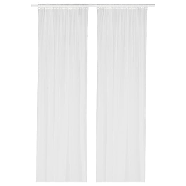 LILL net curtains, 1 pair, white/with rod pocket, 280x300 cm