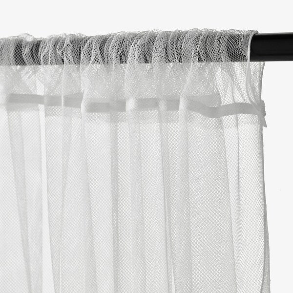 LILL net curtains, 1 pair, white/with rod pocket, 280x300 cm