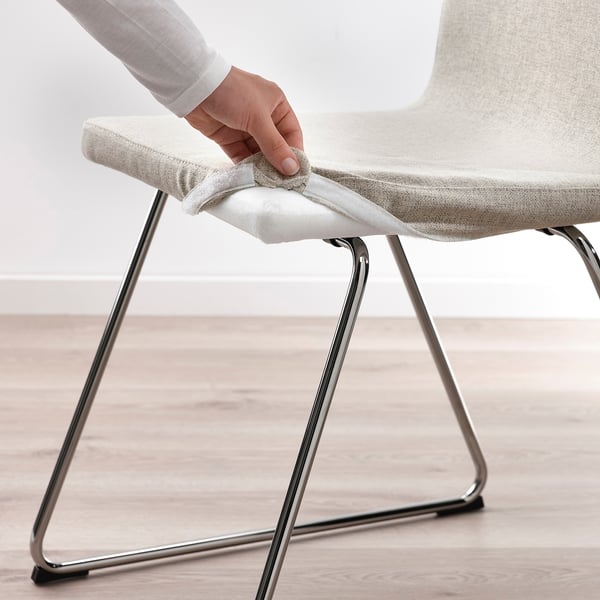LILLÅNÄS chair, chrome-plated/Gunnared beige, 48x87x54 cm