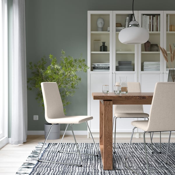 LILLÅNÄS chair, chrome-plated/Gunnared beige, 48x87x54 cm