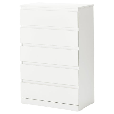 LILLBERGET chest of 5 drawers, white, 70x43x108 cm