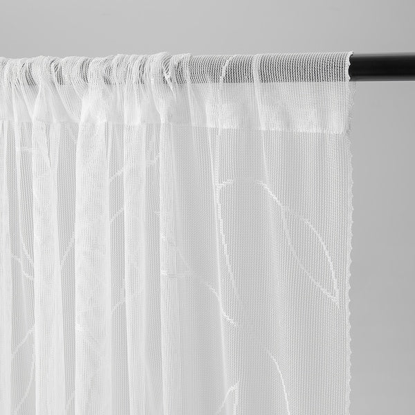 LILLEGERD sheer curtains, 1 pair, white leaves/with rod pocket, 300x145 cm
