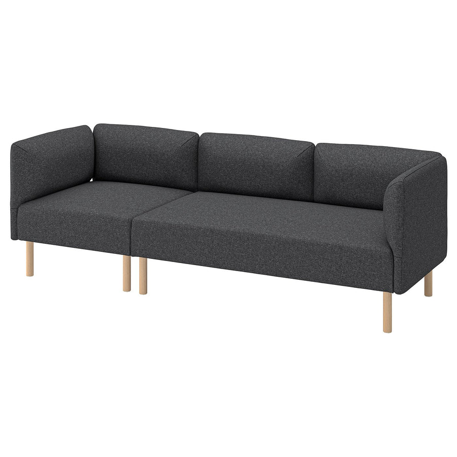 LILLEHEM 3-seat modular sofa, Gunnared/dark grey wood, 152x20x76 cm
