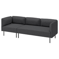 LILLEHEM 3-seat modular sofa, Gunnared/dark grey metal, 152x73x76 cm