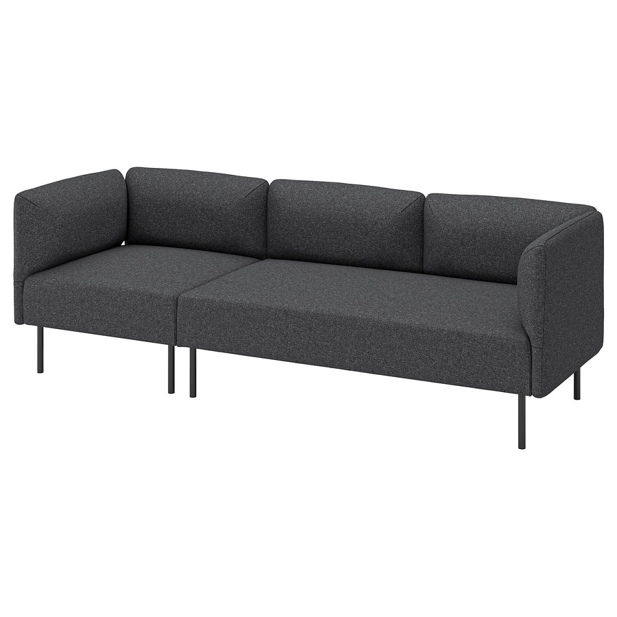 LILLEHEM 3-seat modular sofa, Gunnared/dark grey metal, 152x73x76 cm