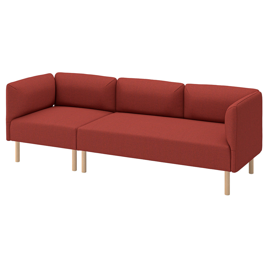 LILLEHEM 3-seat modular sofa, Gunnared/brown-red wood, 152x73x76 cm
