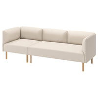 LILLEHEM 3-seat modular sofa, Vissle/beige wood, 152x73x76 cm