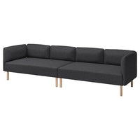 LILLEHEM 4-seat modular sofa, Gunnared/dark grey wood, 296x73x76 cm