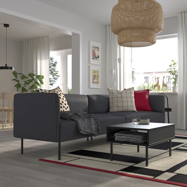 LILLEHEM 4-seat modular sofa, Gunnared/dark grey metal, 296x73x76 cm
