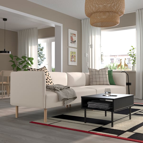 LILLEHEM 4-seat modular sofa, Vissle/beige wood, 296x73x76 cm