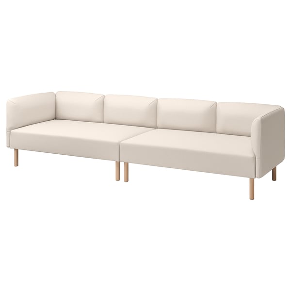 LILLEHEM 4-seat modular sofa, Vissle/beige wood, 296x73x76 cm