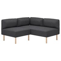 LILLEHEM modular corner sofa, 2-seat, Gunnared dark grey/wood, 148x73x76 cm