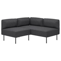 LILLEHEM modular corner sofa, 2-seat, Gunnared dark grey/metal, 148x73x76 cm