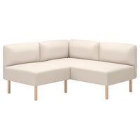 LILLEHEM modular corner sofa, 2-seat, Vissle beige/wood, 148x73x76 cm