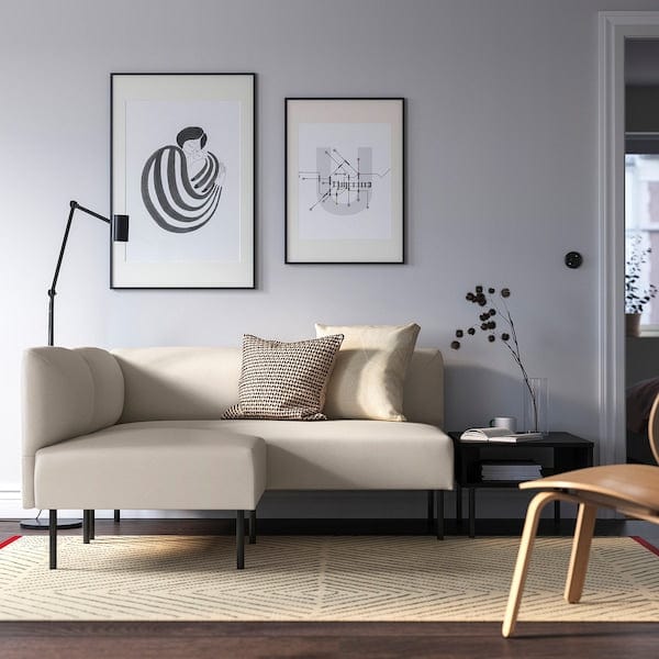 Ikea LILLEHEM - 2-seater sectional corner sofa, Vissle beige/metal