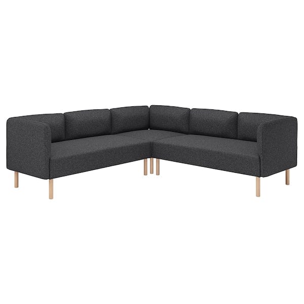 Ikea LILLEHEM - 4 seater sectional corner sofa, Gunnared dark grey/wood