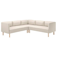 LILLEHEM modular corner sofa, 4 seat, Vissle beige/wood, 224x73x76 cm