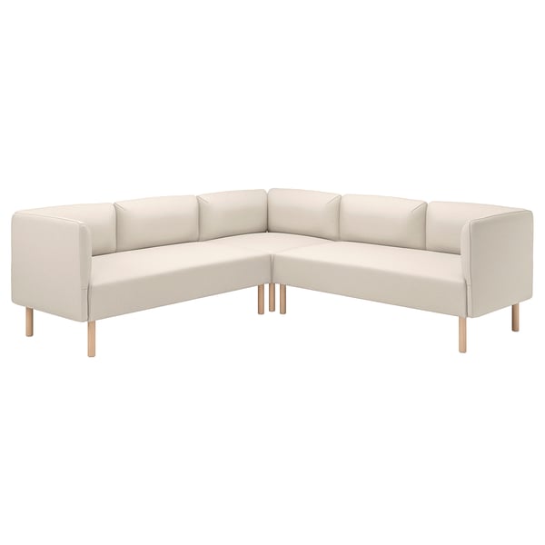 LILLEHEM modular corner sofa, 4 seat, Vissle beige/wood, 224x73x76 cm