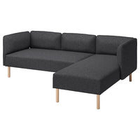 LILLEHEM 3-seat modular sofa w chaise longue, Gunnared/dark grey wood, 224x73x76 cm