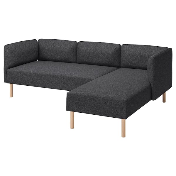 Ikea LILLEHEM - 3-seater comp sofa/chaise-longue, Gunnared/dark grey wood