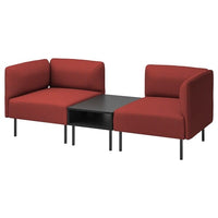 LILLEHEM 2-seat modular sofa with side table, Gunnared/brown-red metal, 202x73x76 cm