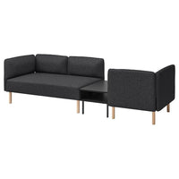 LILLEHEM 3-seat modular sofa with side table, Gunnared dark grey/wood, 274x73x80 cm