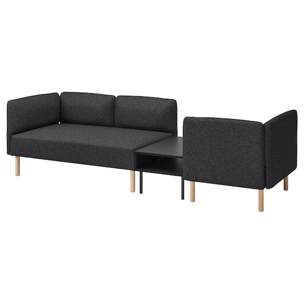 Ikea LILLEHEM - 3-seater sectional sofa/bed, Gunnared dark grey/wood