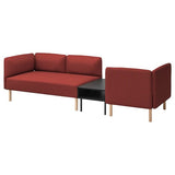 LILLEHEM 3-seat modular sofa with side table, Gunnared brown-red/wood, 274x73x80 cm