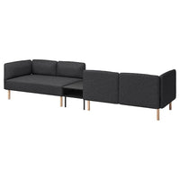 LILLEHEM 4-seat modular sofa with side table, Gunnared dark grey/wood, 346x73x80 cm