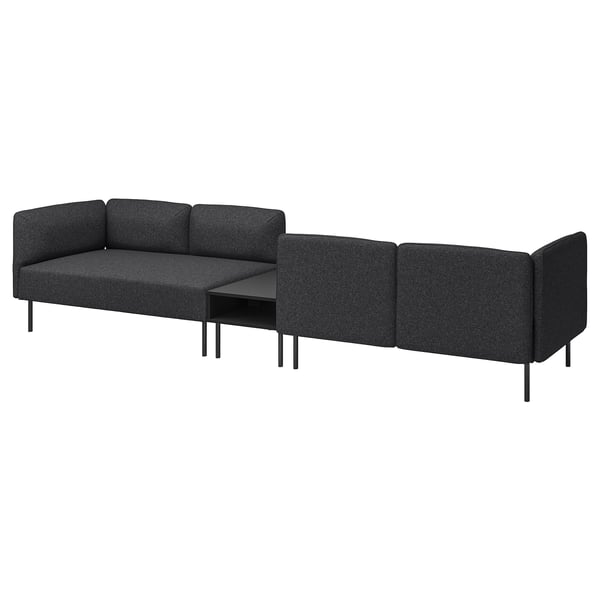 LILLEHEM 4-seat modular sofa with side table, Gunnared dark grey/metal, 346x73x80 cm