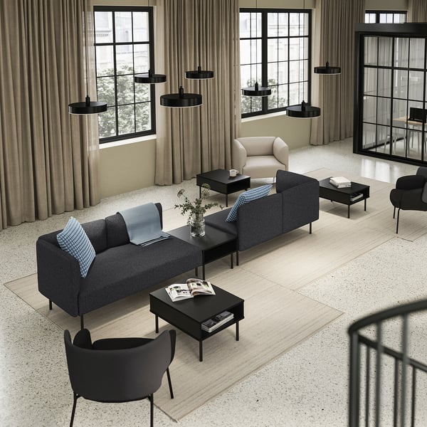 LILLEHEM 4-seat modular sofa with side table, Gunnared dark grey/metal, 346x73x80 cm