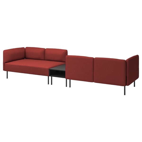 LILLEHEM 4-seat modular sofa with side table, Gunnared brown-red/metal, 346x73x80 cm
