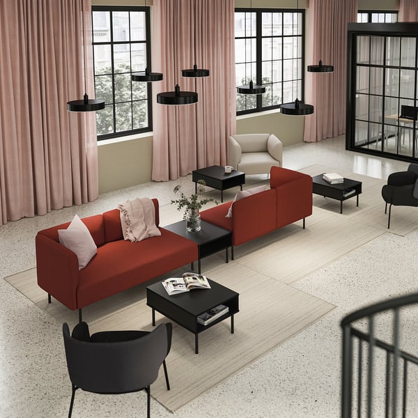 LILLEHEM 4-seat modular sofa with side table, Gunnared brown-red/metal, 346x73x80 cm