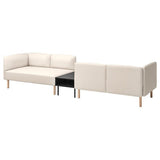 LILLEHEM 4-seat modular sofa with side table, Vissle beige/wood, 346x73x80 cm