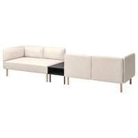 LILLEHEM 4-seat modular sofa with side table, Vissle beige/wood, 346x73x80 cm