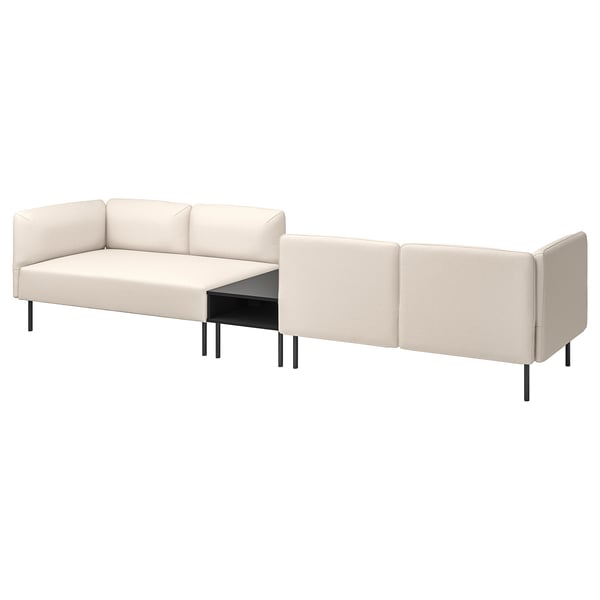 LILLEHEM 4-seat modular sofa with side table, Vissle beige/metal, 346x73x80 cm