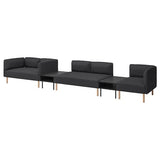 LILLEHEM 5-seat modular sofa with side table, Gunnared/dark grey wood, 472x73x76 cm
