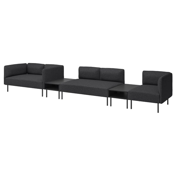 LILLEHEM 5-seat modular sofa with side table, Gunnared/dark grey metal, 472x73x76 cm
